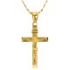 Gold Tone Jesus Cross Pendant 20 inch Concave Cuban Chain Necklace