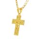 Cut Gold Tone Cross Jesus Pendant 20 inch Concave Cuban Chain Necklace