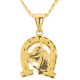Gold Plated Macy's Horse Head in Horseshoe Pendant 20 inch Chain Necklace