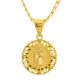 Gold Plated Our Lady of Guadalupe Medallion 20 inch Concave Chain Necklace