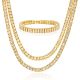 Double Tennis Chain Necklace Gold Silver Tone with Bracelet Set Unisex 