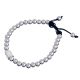 Men's Hip Hop Stainless Steel Beads CZ Shamble Adjustable Wrist Bracelet-Silver