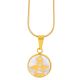 Stainless Steel Gold Tone Angel Medallion Pendant Women's 16 Inch Chain Necklace