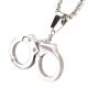 Men's Stainless Steel Silver Plated Handcuff Pendant 24 in 3mm Box Necklace