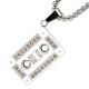 Men's Stainless Steel Silver Plated Cassette Tape Pendant 24 in Box Chain Necklace
