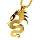 Men's Gold / Silver Tone Stainless Steel Dragon Pendant and Chain 24 inch Necklace