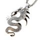Men's Silver Tone Stainless Steel Dragon Pendant and Chain 24 inch Necklace 