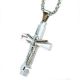Men's Stainless Steel Silver Plated Cross Jesus Pendant 24 inch Chain Necklace