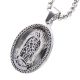 Stainless Steel Silver Plated Oval Virgin Mary Guadalupe 3D Pendant 24 in Box Chain