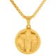 Stainless Steel Gold Tone Cross Jesus Medallion Pendant Chain Necklace 