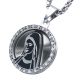 Stainless Steel Silver Plated Medallion Virgin Mary Pendant 24 in Box Chain Necklace