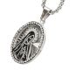 Stainless Steel Virgin Mary Guadalupe Pendant Silver Plated Chain Necklace Set