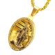 Men's Stainless Steel Oval Virgin Mary Guadalupe Pendant 24 in Box Chain
