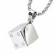 Men’s Jewelry Stainless Steel in Silver 3D Dice Pendant 3 mm Box Chain 24 inch