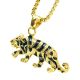 Men's Stainless Steel Tiger Pendant 24 in Box Chain Necklace