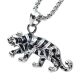 Men's Stainless Steel Tiger Silver Pendant 24 in Box Chain Necklace