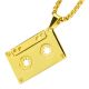 Men's Gold Plated Stainless Steel Cassette Tape Pendant Chain Necklace