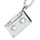 Men's Stainless Steel Cassette Tape Silver Tone Pendant 24 inch Box Chain Necklace