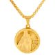 Stainless Steel Gold Tone Virgin Mary Medallion Pendant Chain Necklace 