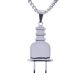 Men's Silver Plated Stainless Steel Electric Plug Pendant Chain Set