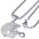 Men's Stainless Steel Football Helmet Silver Plated Pendant and Chain Necklace