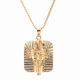 Gold Plated Stainless Steel Egyptian Pharaoh Pendant with 24 inch Chain Necklace