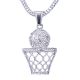 Silver Plated Basketball Pendant Stainless Steel and Franco Chain Necklace
