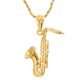 Men's Gold / Silver Plated Stainless Steel Saxophone Pendant  and Chain Necklace