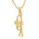 Men's Stainless Steel GOLD TRUMPET Pendant 24 inch Chain Necklace