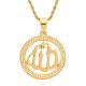 Men's Stainless Steel Allah Sign Medallion Pendant 24 inch Chain Necklace
