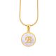 Women's Stainless Steel Gold Tone B Initial Letter Medallion 16 inch Chain Necklace