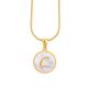Women's Stainless Steel Gold Tone C Initial Letter Medallion 16 inch Chain Necklace