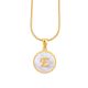 Women's Stainless Steel Gold Tone E Initial Letter Medallion 16 inch Chain Necklace
