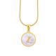 Women's Stainless Steel Gold Tone I Initial Letter Medallion 16 inch Chain Necklace