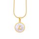 Women's Stainless Steel Gold Tone L Initial Letter Medallion 16 inch Chain Necklace