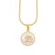 Women's Stainless Steel Gold Tone P Initial Letter Medallion 16 Inch Chain Necklace