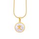 Women's Stainless Steel Gold Tone R Initial Letter Medallion 16 Inch Chain Necklace