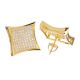 Hip Hop Gold / Silver Plated Caved Square Kite Square Screw Back Stud Earrings