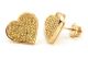 Heart Iced Bling 13 mm 3D Gold and Silver Plated Screw Back Stud Earrings