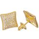Men's Hip Hop 925 Silver in Gold Plated Dome Kite Shaped Screw Back Earrings