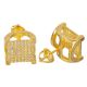Men's Hip Hop 925 Silver in Gold Plated 3D Large Square Screw Back Stud Earrings