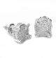 Fashion Iced Out Sterling Silver 3D Round Shape Screw Back Stud Hip Hop Earrings
