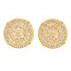 Men's Iced Out Sterling Silver in Gold Plated Micro Pave Round CZ Clip Back Earrings