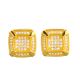Iced Out Men's Silver in Gold Plated Micro Pave Square Screw Back Earrings