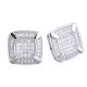 Hip Hop Iced Out Silver in Gold Plated Micro Pave Square Screw Back Earrings