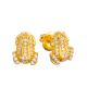 Men's Iced Out Sterling Silver in Gold Plated Micro Pave Frog CZ Screw Back Earrings