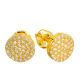 Men's Sterling Silver in Gold Plated Iced 9 mm 3D CZ Round Screw Back Earrings