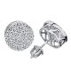 Men's Iced Out Bling Large 12 mm Flat Round Circle Screw Back Stud Earrings