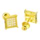 Men's Hip Hop Iced Out 8 mm Block Square Flat Screen Screw Back Stud Earrings
