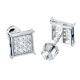 Fashion Sterling Silver Iced Out Medium Square Flat Block Screw Back Stud Earrings